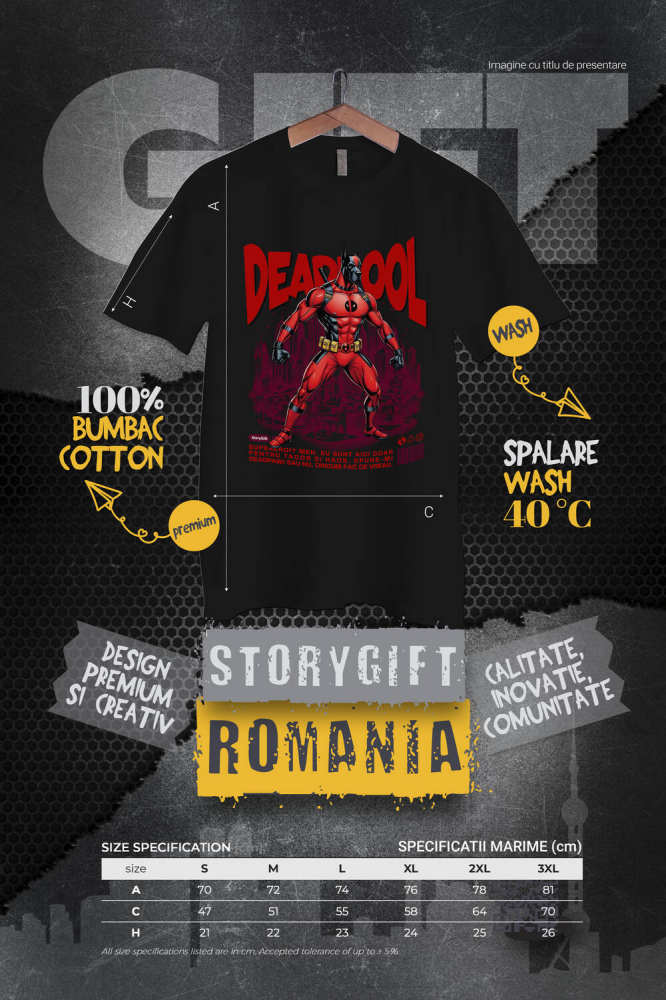 Tricou Femei, Barbati, Copii, Fata, Baiat, Unisex Personalizat Dog German în Costum Deadpool – Câine Supererou Amuzant și Personalizat [4]