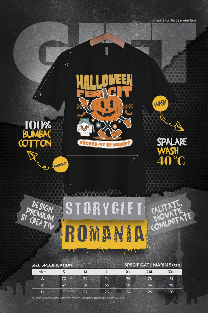 Tricou Femei, Barbati, Copii, Fata, Baiat, Unisex Personalizat Dovleac de Halloween Vesel | Halloween Fericit și Distracție pentru Toată Familia [4]