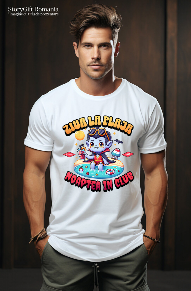 Tricou Femei, Barbati, Copii, Fata, Baiat, Unisex Personalizat Dracula La Plajă – Cadou Amuzant Personalizat Pentru Familie & Prieteni [2]