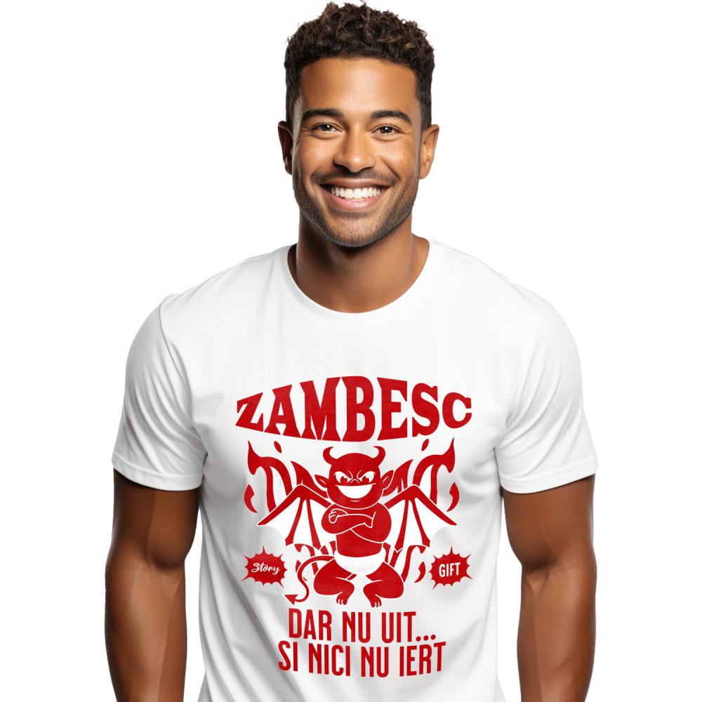 Tricou Femei, Barbati, Copii, Fata, Baiat, Unisex Personalizat Drăcușor Diavol Zâmbitor cu Text „Zâmbesc Dar Nu Uit” - Cadou Personalizat Halloween pentru Familie și Prieteni [1]