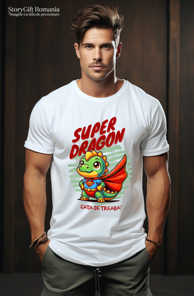 Tricou Femei, Barbati, Copii, Fata, Baiat, Unisex Personalizat Dragon Super Erou cu Pelerină Roșie - Cadouri Personalizate pentru Copii și Familie [2]
