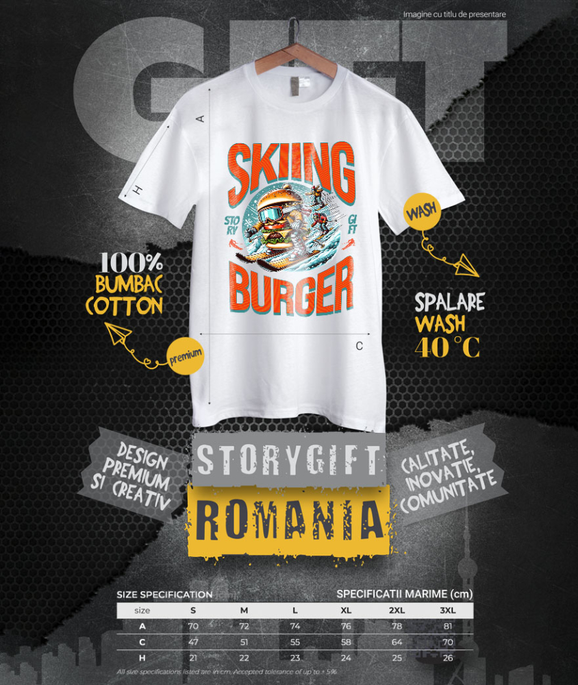 Tricou Femei, Barbati, Copii, Fata, Baiat, Unisex Personalizat Dublu Burger Imsen Schiuri Pe Pârtie | Cadou Personalizat Pentru Familie și Iubitorii De Sport [4]