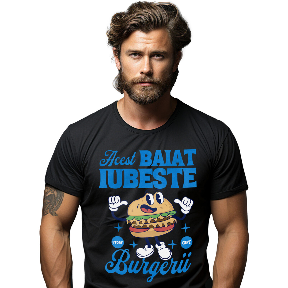 Tricou Femei, Barbati, Copii, Fata, Baiat, Unisex Personalizat Burger personalizat cu mesaj haios pentru familie și prieteni – Cadou original pentru iubitorii de fast food [1]