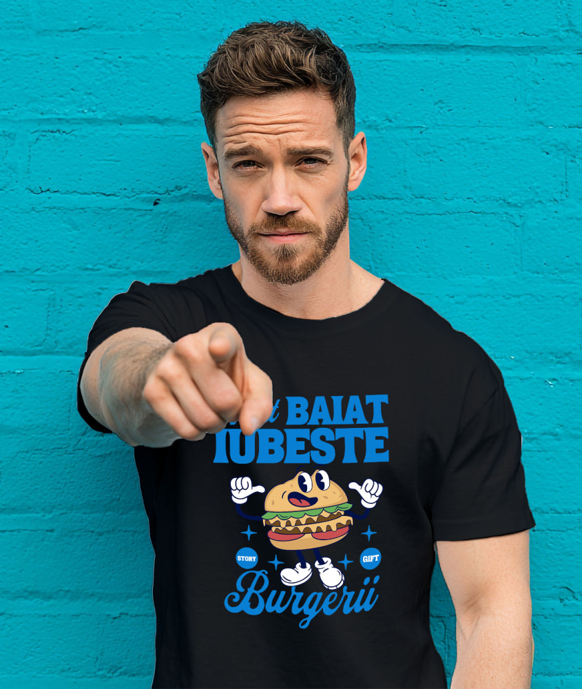 Tricou Femei, Barbati, Copii, Fata, Baiat, Unisex Personalizat Burger personalizat cu mesaj haios pentru familie și prieteni – Cadou original pentru iubitorii de fast food [2]