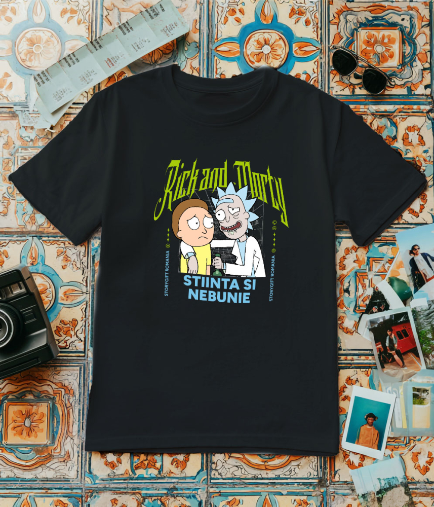 Tricou Barbati cu Echipa Rick si Morty 100% Bumbac, Negru, M [3]
