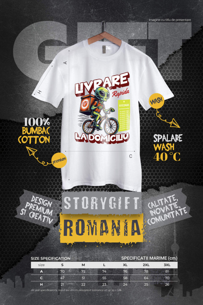 Tricou Femei, Barbati, Copii, Fata, Baiat, Unisex Personalizat Extraterestru Curier Cu Bicicleta Si Cutii De Pizza | Cadou Amuzant Livrare La Domiciliu [4]