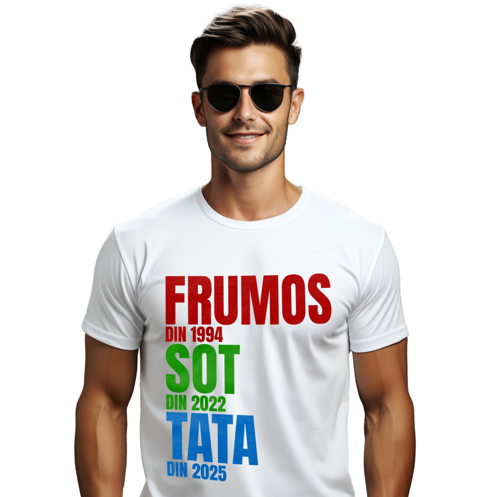 Tricou Femei, Barbati, Copii, Fata, Baiat, Unisex Personalizat „Din 1994 Soț, din 2022 Tată din 2025” | Cadou Personalizat Iubire și Familie [1]