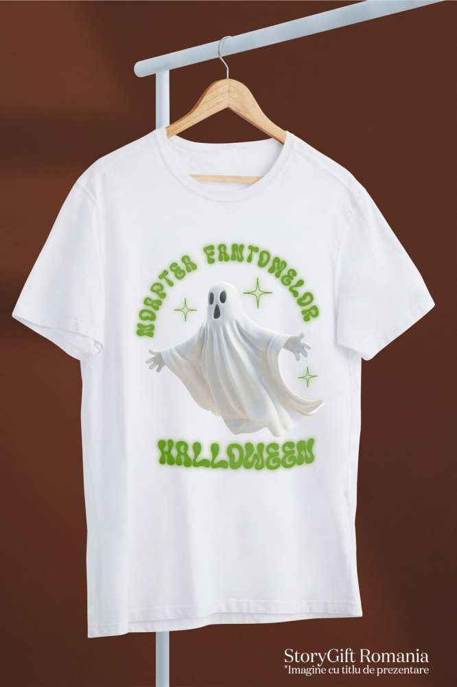 Tricou Femei, Barbati, Copii, Fata, Baiat, Unisex Personalizat Fantoma Albă de Halloween | Noaptea Fantomelor și Sărbătoare Horror [3]