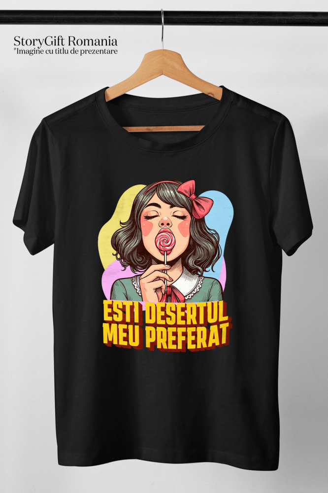 Tricou Femei, Barbati, Copii, Fata, Baiat, Unisex Personalizat Fată cu Fundă Roșie și Acadea - Cadou Personalizat, Mesaj Iubire și Sexy [3]