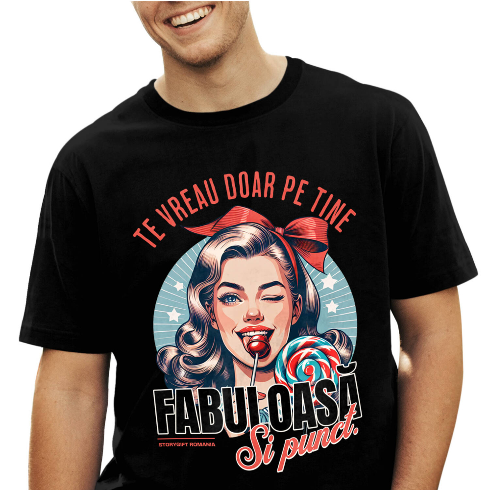 Tricou Femei, Barbati, Copii, Fata, Baiat, Unisex Personalizat Fata cu Fundă și Acadea - Cadou Personalizat „Te Vreau Doar Pe Tine” [1]