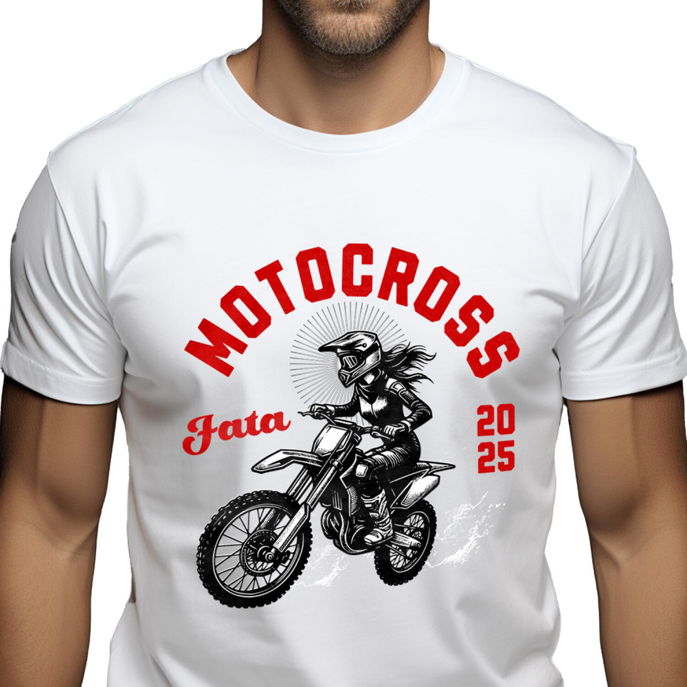 Tricou Femei, Barbati, Copii, Fata, Baiat, Unisex Personalizat Fată Motociclistă – Pasiune pentru Motocross și Adrenalină [1]