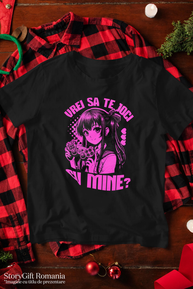 Tricou Femei, Barbati, Copii, Fata, Baiat, Unisex Personalizat Fată Stil Anime cu Manetă de Jocuri Video - Cadou Personalizat „Vrei Să Te Joce Cu Mine?” pentru Familie și Prieteni [3]