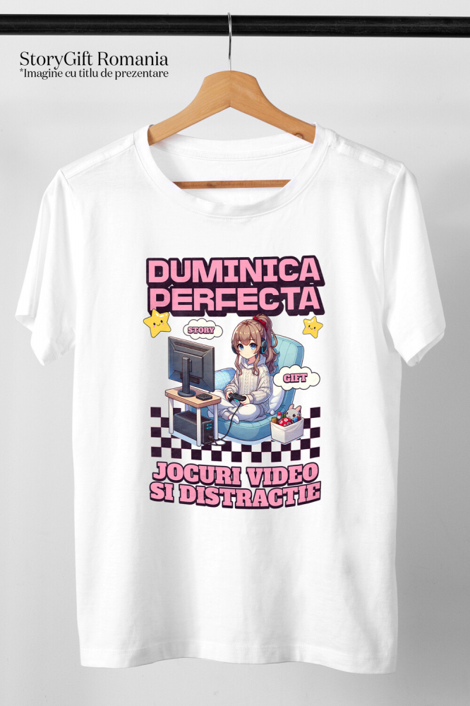Tricou Femei, Barbati, Copii, Fata, Baiat, Unisex Personalizat Fată Stil Anime „Duminica Perfectă” - Cadou Personalizat pentru Iubitorii de Jocuri Video și Familie [3]