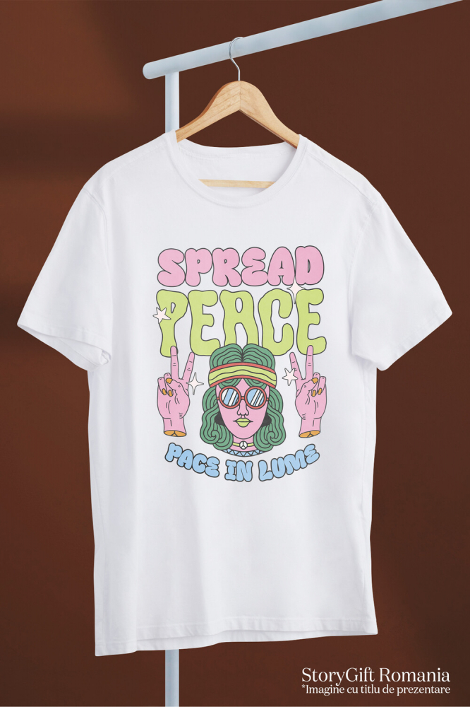 Tricou Femei, Barbati, Copii, Fata, Baiat, Unisex Personalizat Fata Stil Hippie Ochelari și Bandana - Spread Peace Cadou Personalizat pentru Familie [3]