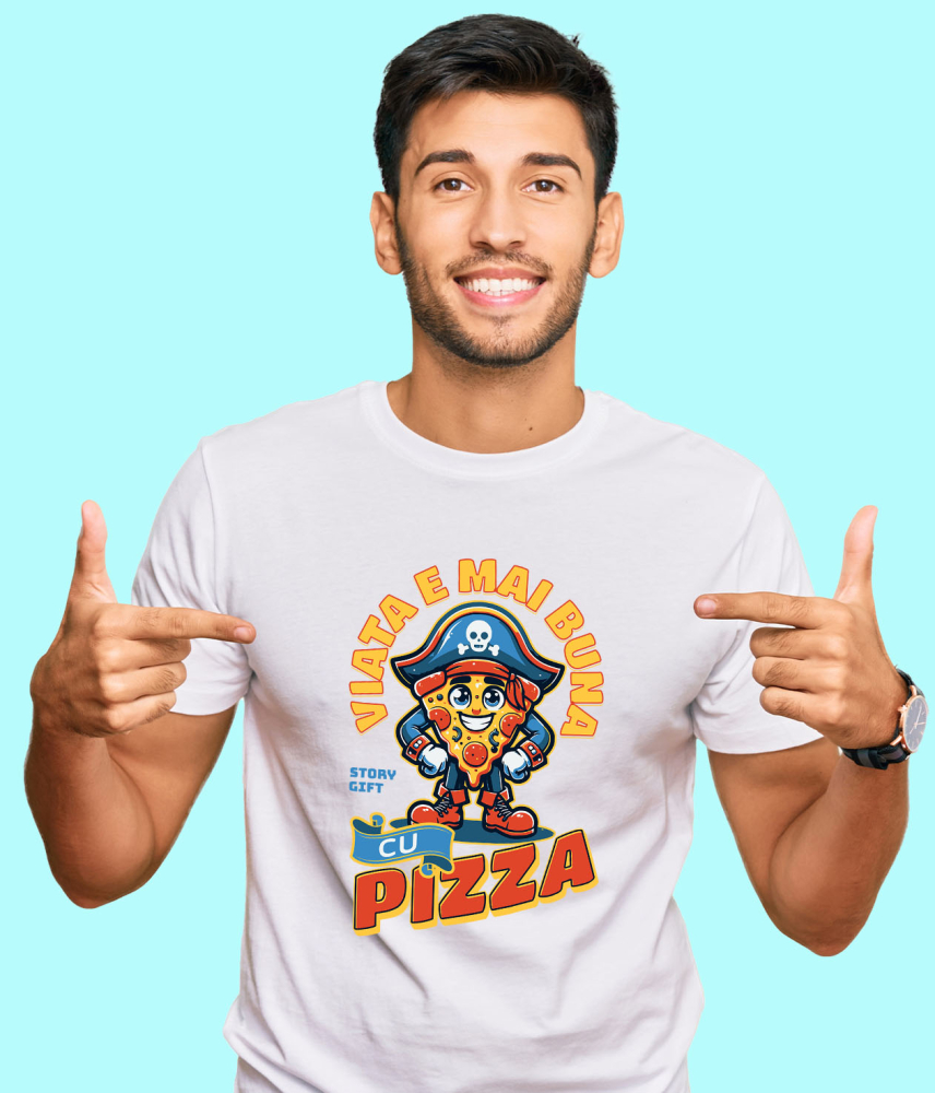Tricou Femei, Barbati, Copii, Fata, Baiat, Unisex Personalizat Felie De Pizza Cu Pălărie De Pirat - Cadouri Amuzante pentru Iubitorii De Fast Food și Desene Animate [2]