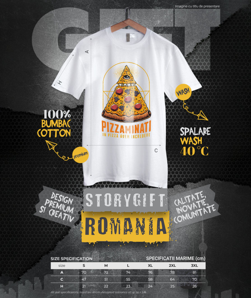 Tricou Femei, Barbati, Copii, Fata, Baiat, Unisex Personalizat Pizza bizara cu ochi | Cadou personalizat și haios pentru familie și prieteni [4]