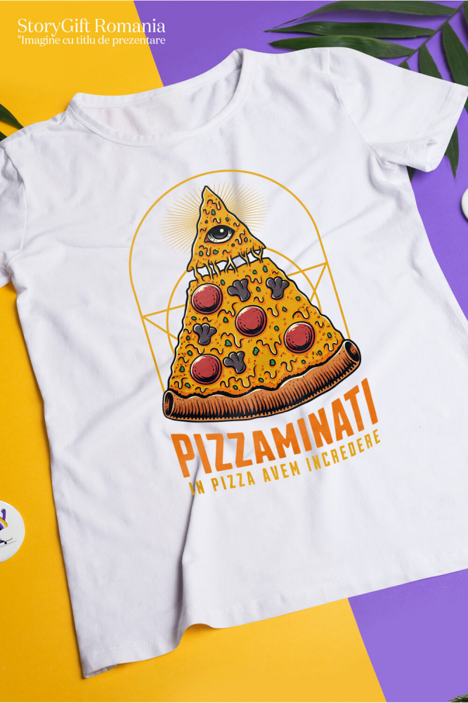 Tricou Femei, Barbati, Copii, Fata, Baiat, Unisex Personalizat Pizza bizara cu ochi | Cadou personalizat și haios pentru familie și prieteni [3]
