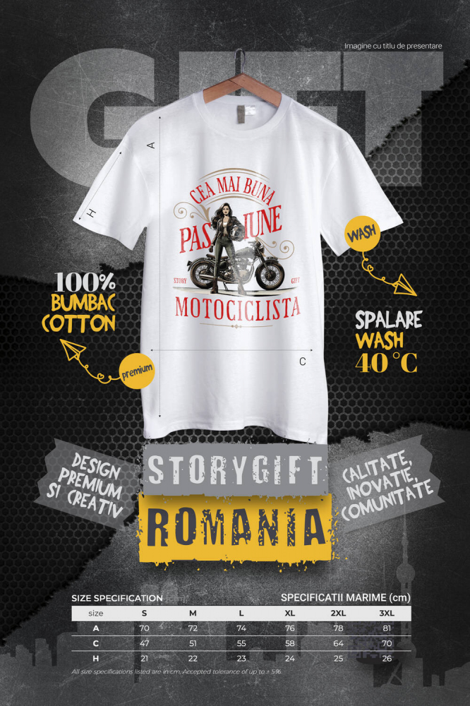 Tricou Femei, Barbati, Copii, Fata, Baiat, Unisex Personalizat Femeie Motociclistă cu Cască – Design Modern pentru Pasionați de Moto [4]