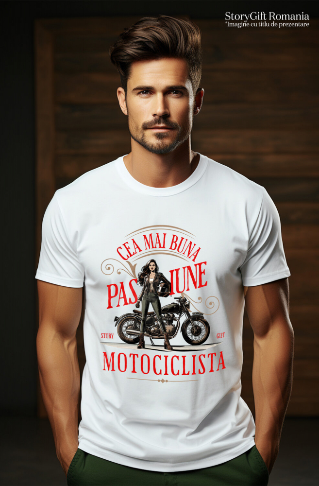 Tricou Femei, Barbati, Copii, Fata, Baiat, Unisex Personalizat Femeie Motociclistă cu Cască – Design Modern pentru Pasionați de Moto [2]