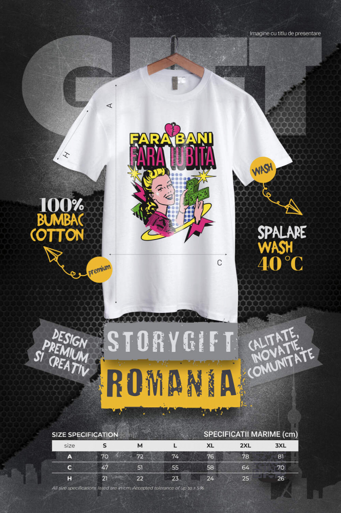 Tricou Femei, Barbati, Copii, Fata, Baiat, Unisex Personalizat Femeie Retro Numărând Bancnote Bani – „Fără Bani Fără Iubită” – Cadou Personalizat pentru Familie, Tati, Copii, Prieteni [4]