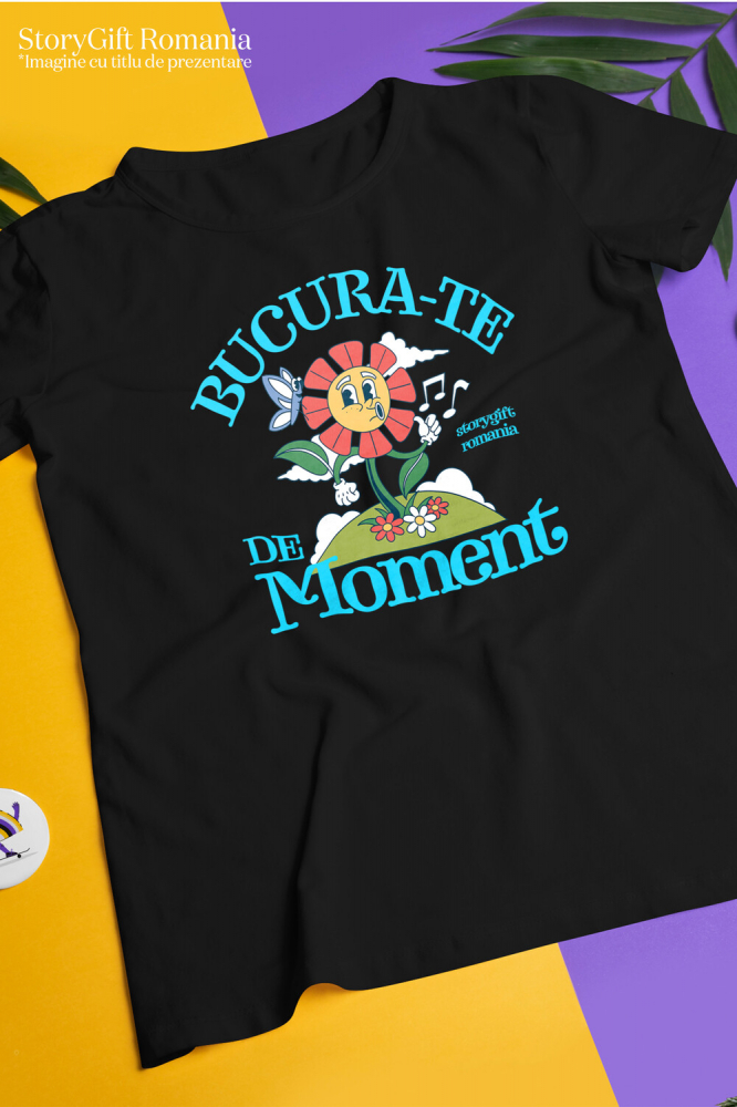 Tricou Femei, Barbati, Copii, Fata, Baiat, Unisex Personalizat Floare Colorată Muzicală „Bucură-te de Moment” – Cadou Personalizat pentru Familie, Tati, Copii, Prieteni [3]