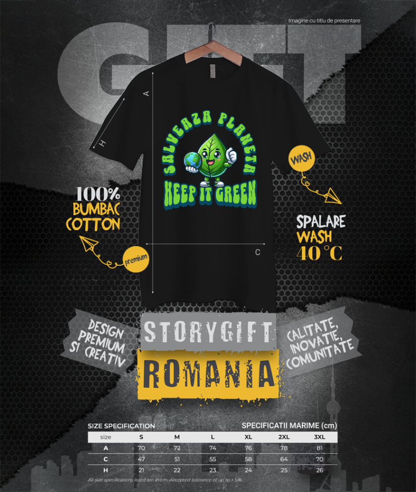 Tricou Femei, Barbati, Copii, Fata, Baiat, Unisex Personalizat "Produse ecologice personalizate – Salvează planeta, keep it clean, protejează mediul" [4]