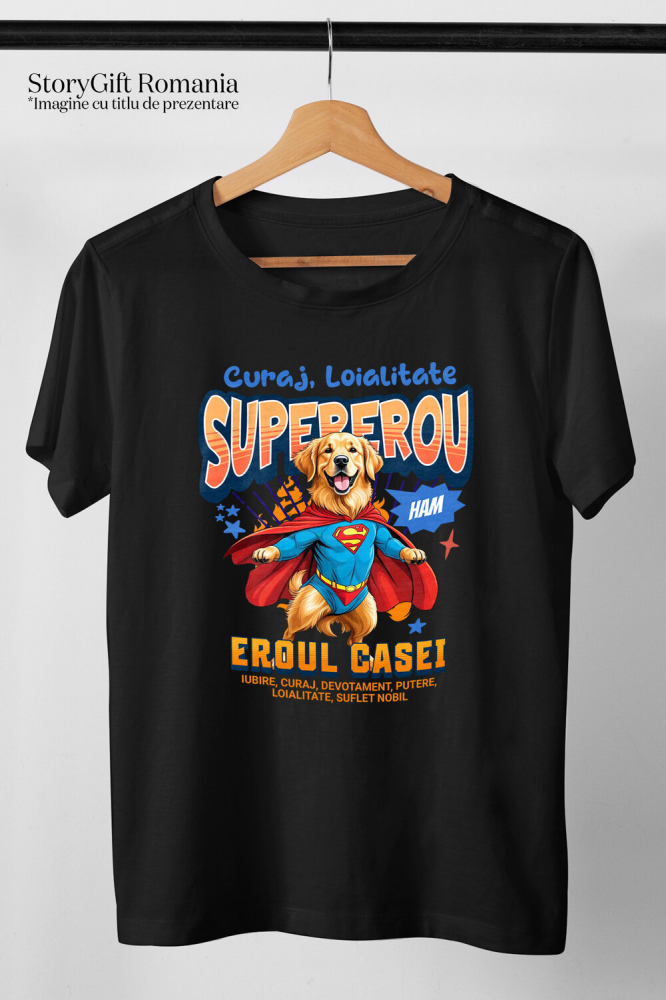 Tricou Femei, Barbati, Copii, Fata, Baiat, Unisex Personalizat Golden Retriever în Costum de Superman – Cadouri Personalizate pentru Familie și Copii [3]