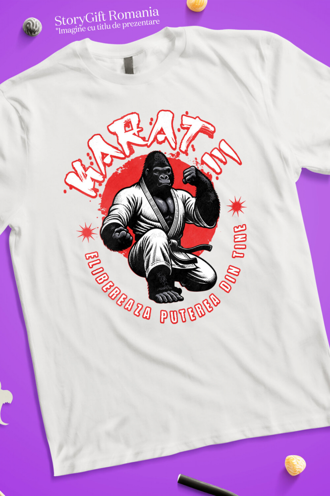 Tricou Femei, Barbati, Copii, Fata, Baiat, Unisex Personalizat Gorila Karate – Design Motivațional Arte Marțiale și Luptă [3]