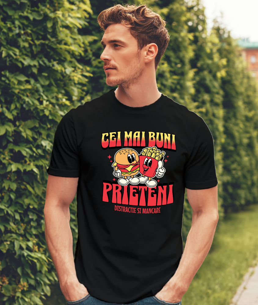 Tricou Femei, Barbati, Copii, Fata, Baiat, Unisex Personalizat Cadouri personalizate pentru prieteni și familie - hamburger și cartofi prăjiți cu mesaj de prietenie [2]