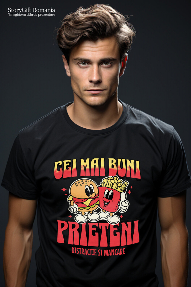 Tricou Femei, Barbati, Copii, Fata, Baiat, Unisex Personalizat Cadouri personalizate pentru prieteni și familie - hamburger și cartofi prăjiți cu mesaj de prietenie [2]