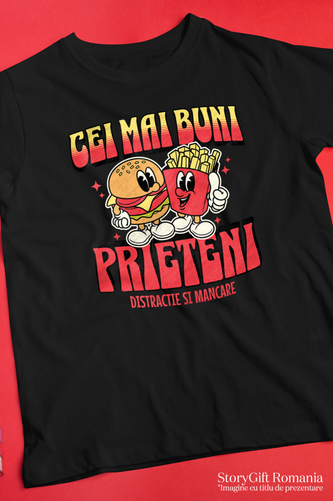 Tricou Femei, Barbati, Copii, Fata, Baiat, Unisex Personalizat Cadouri personalizate pentru prieteni și familie - hamburger și cartofi prăjiți cu mesaj de prietenie [3]