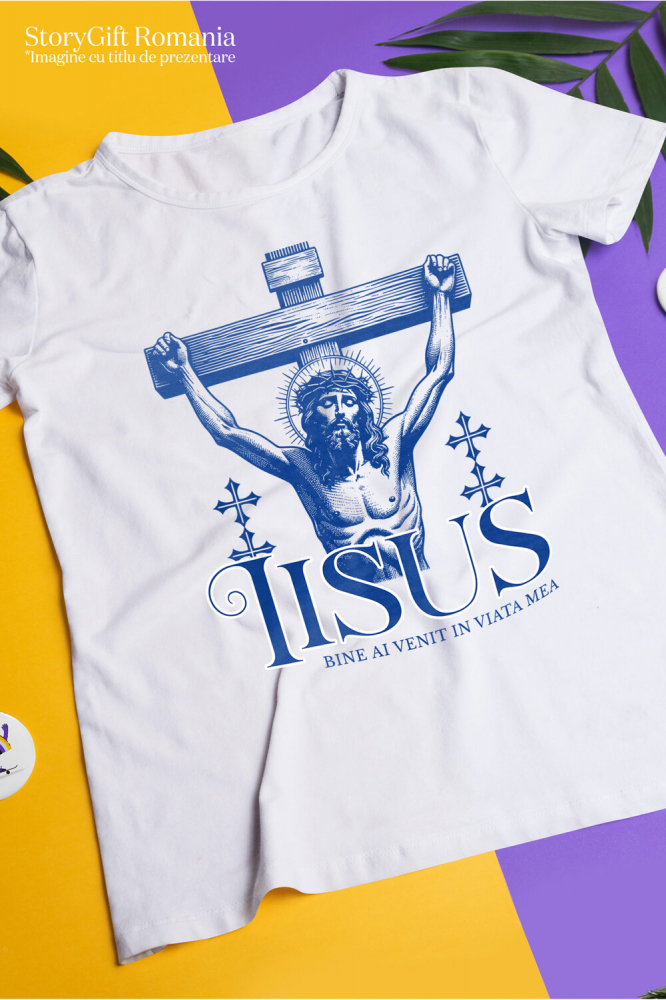 Tricou Femei, Barbati, Copii, Fata, Baiat, Unisex Personalizat "Iisus Hristos - Statuie Religioasă cu Mesajul 'Bine Ai Venit În Viața Mea' | Cadou Spiritual" [3]