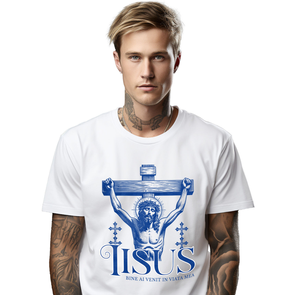 Tricou Femei, Barbati, Copii, Fata, Baiat, Unisex Personalizat "Iisus Hristos - Statuie Religioasă cu Mesajul 'Bine Ai Venit În Viața Mea' | Cadou Spiritual" [1]