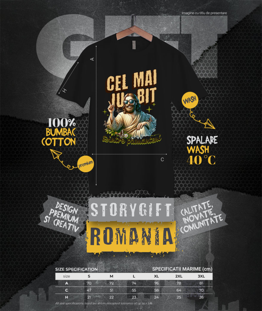 Tricou Femei, Barbati, Copii, Fata, Baiat, Unisex Personalizat "Iisus Hristos cu Ochelari de Soare - Cel Mai Iubit Dintre Pământeni | Cadou Religios Personalizat" [4]