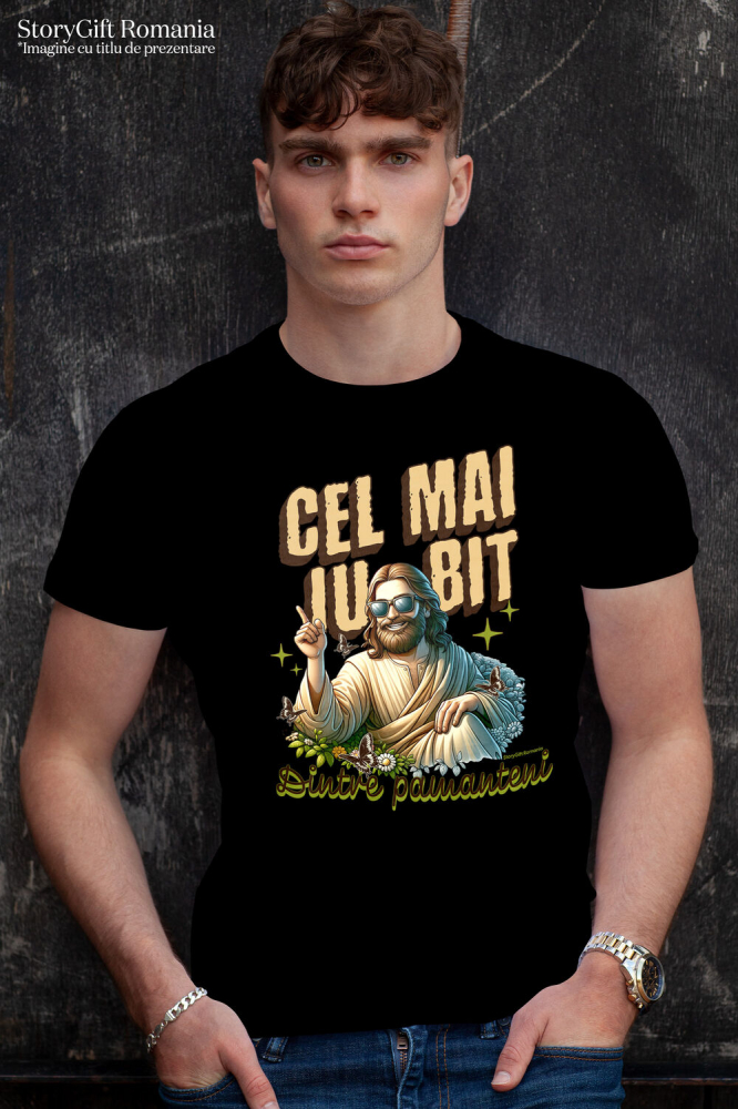 Tricou Femei, Barbati, Copii, Fata, Baiat, Unisex Personalizat "Iisus Hristos cu Ochelari de Soare - Cel Mai Iubit Dintre Pământeni | Cadou Religios Personalizat" [2]