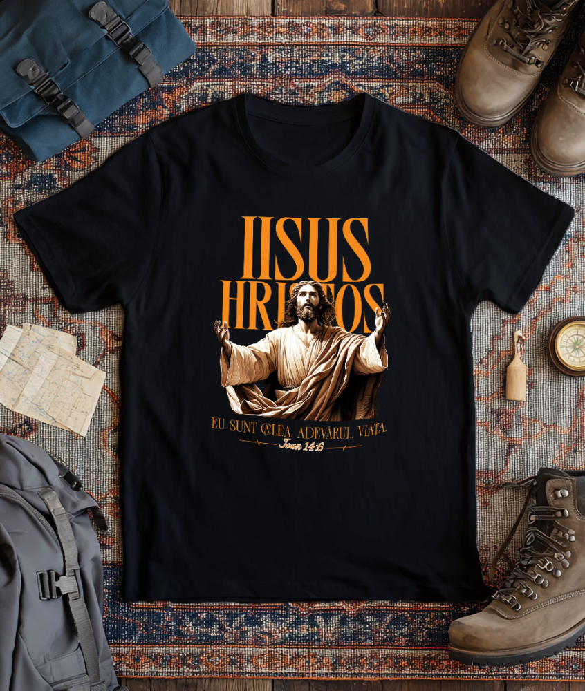 Tricou Femei, Barbati, Copii, Fata, Baiat, Unisex Personalizat "Iisus Hristos - Statuie Religioasă cu Mesajul 'Eu Sunt Calea, Adevărul și Viața' | Cadou Spiritual" [3]