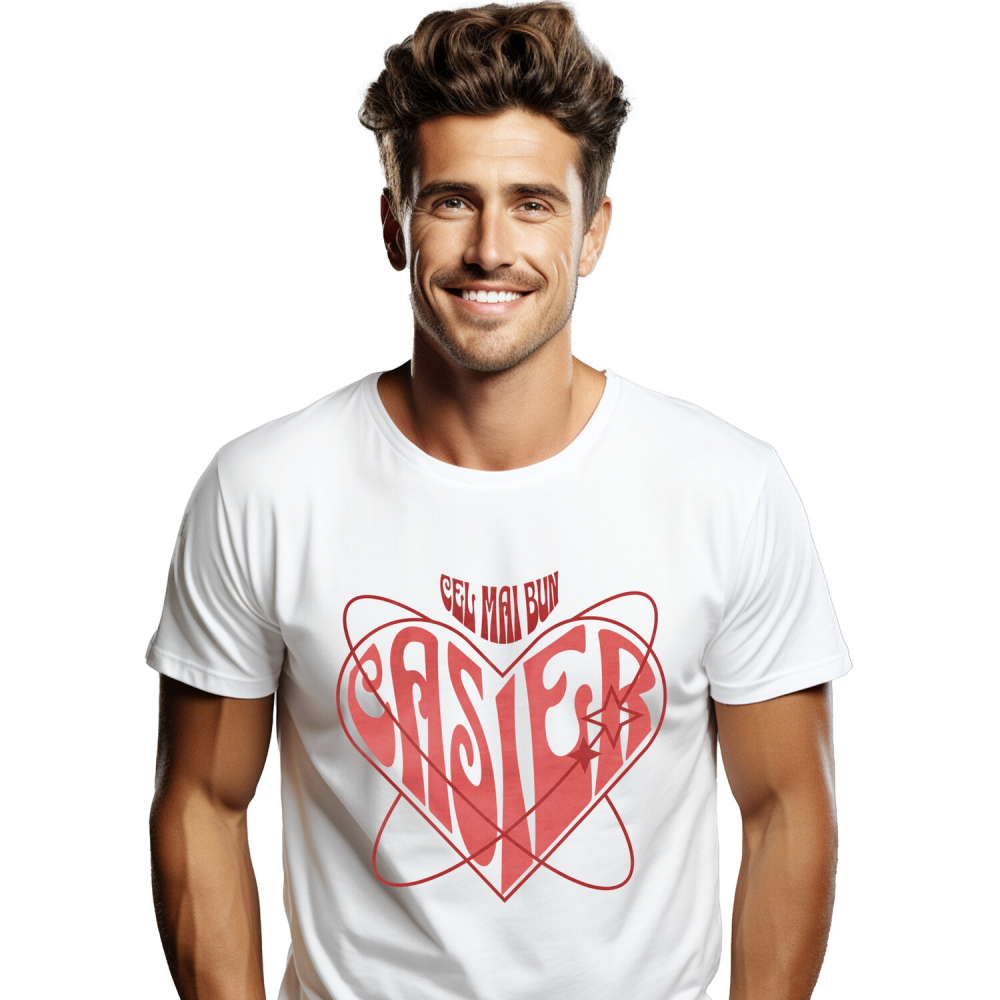 Tricou Femei, Barbati, Copii, Fata, Baiat, Unisex Personalizat Iluzie Optică Inimă – Muncă și Pasiune în Meserie – Casier, Dragobete [1]