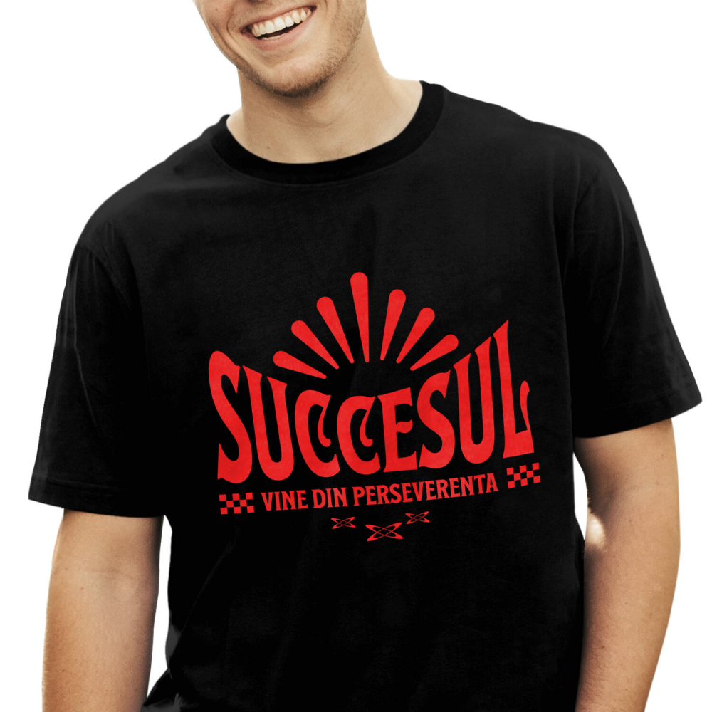 Tricou Femei, Barbati, Copii, Fata, Baiat, Unisex Personalizat Mesaj Motivațional „Succesul Vine Din Perseverență” - Cadou Personalizat [1]