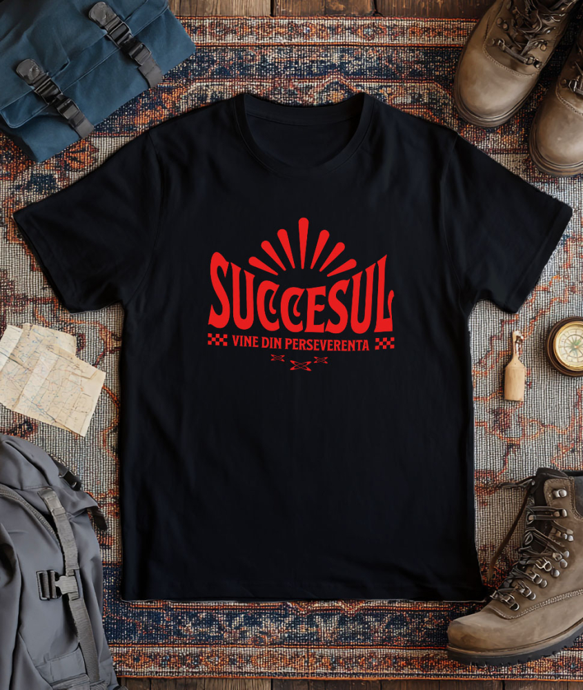 Tricou Femei, Barbati, Copii, Fata, Baiat, Unisex Personalizat Mesaj Motivațional „Succesul Vine Din Perseverență” - Cadou Personalizat [3]