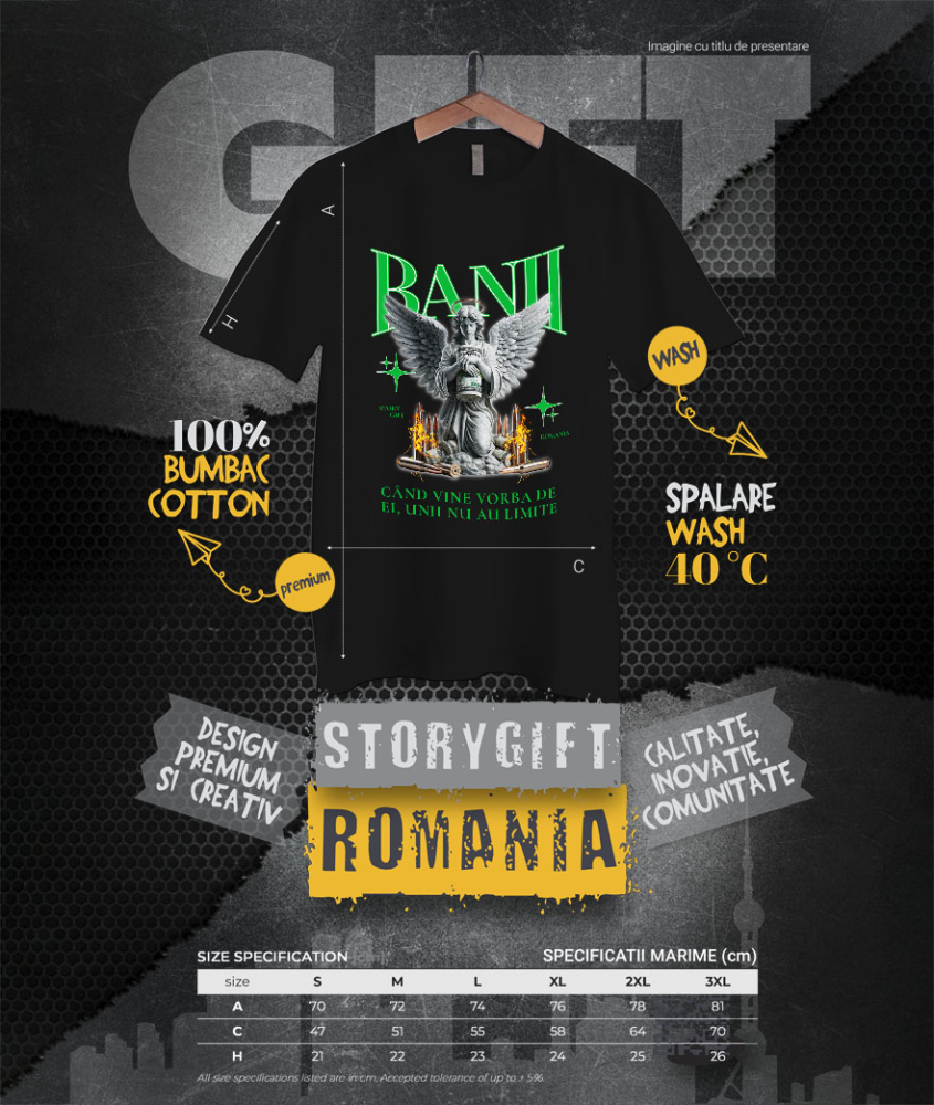 Tricou Femei, Barbati, Copii, Fata, Baiat, Unisex Personalizat Statuie cu Bancnote și Mesaj Motivațional – Cadou Personalizat Unic [4]