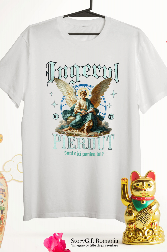 Tricou Femei, Barbati, Copii, Fata, Baiat, Unisex Personalizat Înger Stil Ortodox cu Text „Îngerul Pierdut, Sunt Aici Pentru Tine” - Cadou Personalizat Spiritual pentru Familie și Prieteni [3]