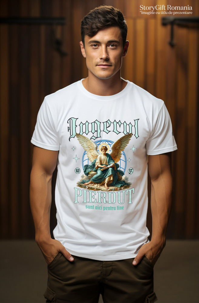 Tricou Femei, Barbati, Copii, Fata, Baiat, Unisex Personalizat Înger Stil Ortodox cu Text „Îngerul Pierdut, Sunt Aici Pentru Tine” - Cadou Personalizat Spiritual pentru Familie și Prieteni [2]