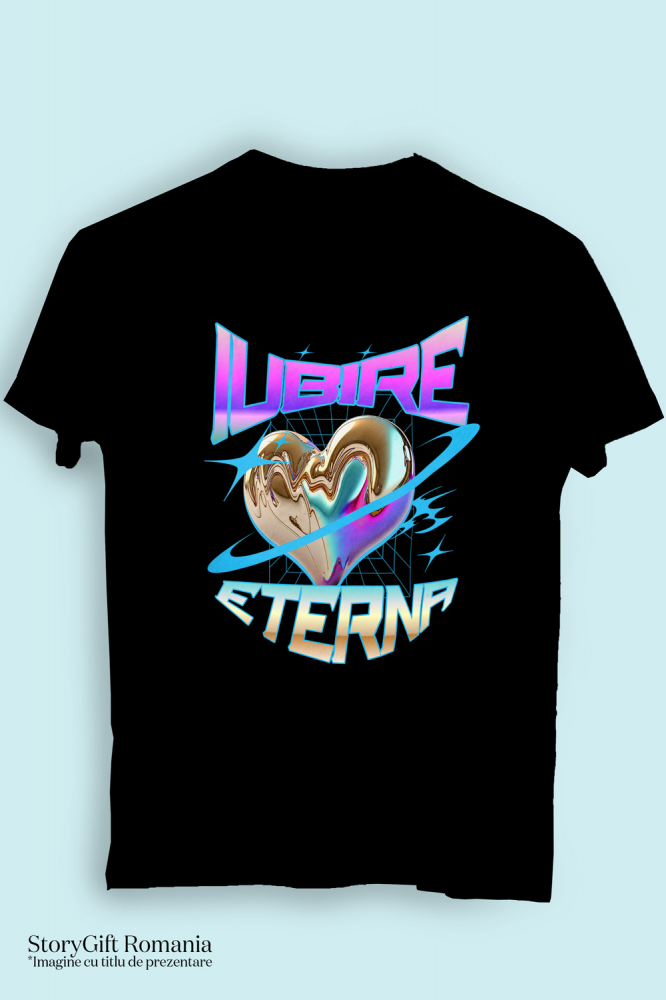 Tricou Femei, Barbati, Copii, Fata, Baiat, Unisex Personalizat „Inima Bizară Strălucitoare Metalică - Cadou Personalizat „Iubire Eterna” pentru Ziua Îndrăgostiților, Familie, Copii și Prieteni” [3]