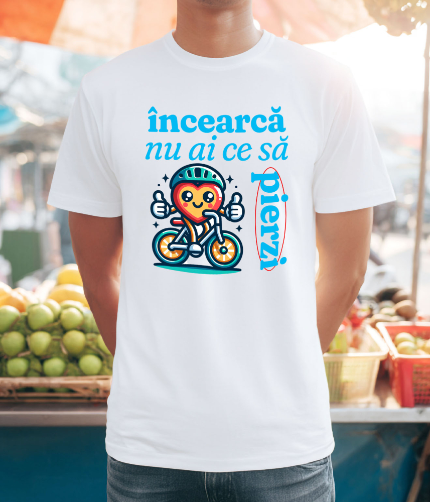 Tricou Femei, Barbati, Copii, Fata, Baiat, Unisex Personalizat Cască Bicicletă Personalizată și Inimă Colorată – Cadou Sportiv Unic [2]