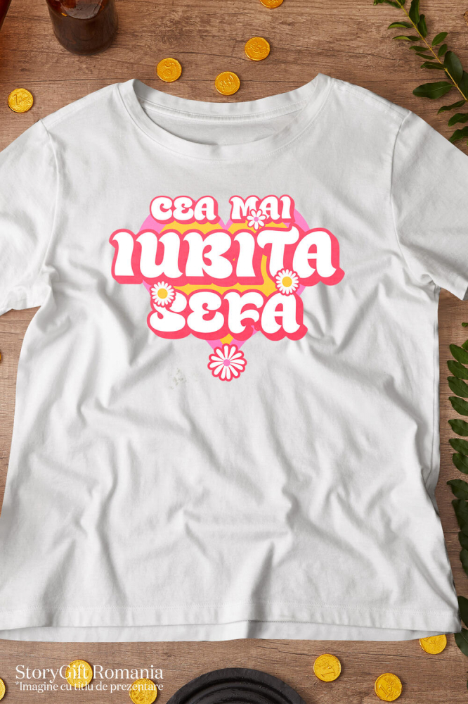 Tricou Femei, Barbati, Copii, Fata, Baiat, Unisex Personalizat Inimă Colorată cu Flori – Mesaj Haios în Română [3]