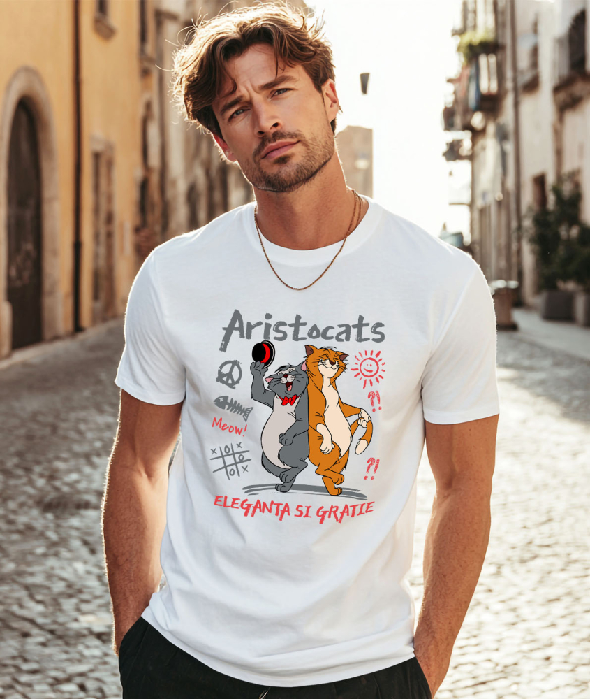 Tricou Barbati cu isicile Aristocrate in Lumea Magica 100% Bumbac, Alb, L [2]