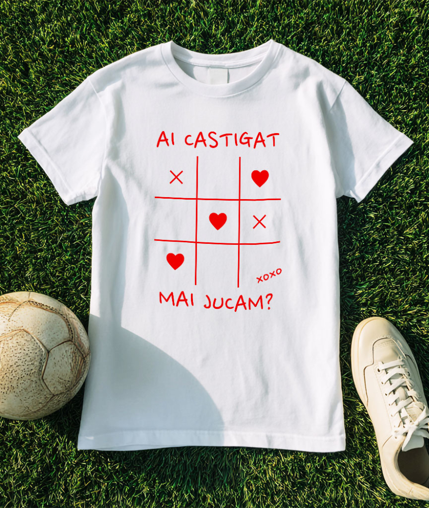 Tricou Femei, Barbati, Copii, Fata, Baiat, Unisex Personalizat Joc Haios X și 0 Personalizat cu Mesaj „Ai Câștigat, Mai Jucăm” - Cadou de Dragoste [3]