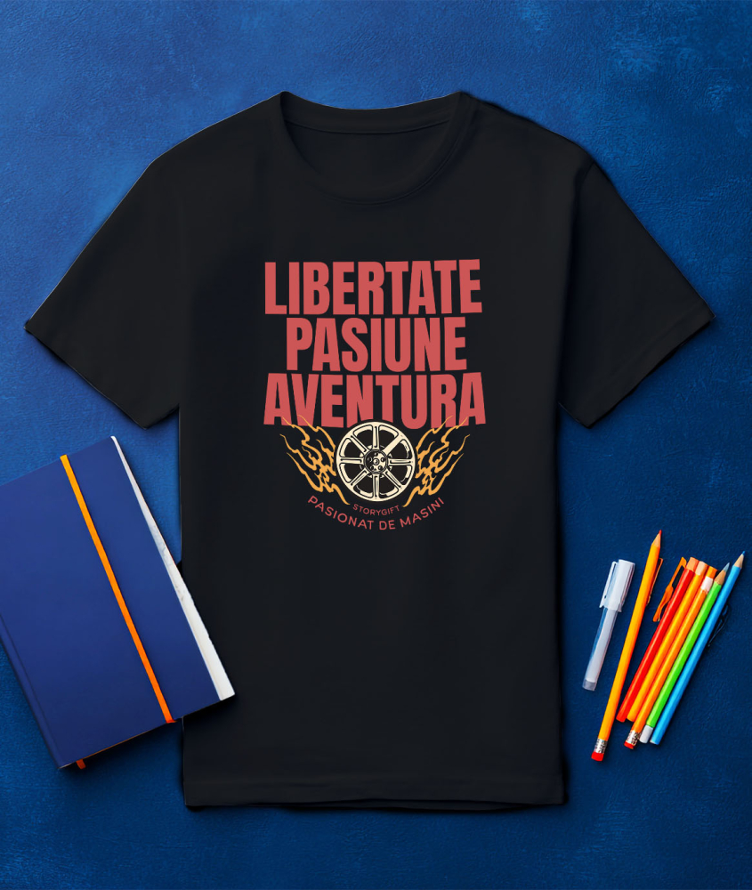 Tricou Femei, Barbati, Copii, Fata, Baiat, Unisex Personalizat Roata În Flăcări – Design Pentru Iubitorii De Mașini Și Aventură [3]