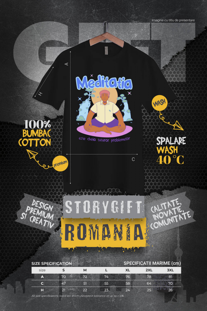 Tricou Femei, Barbati, Copii, Fata, Baiat, Unisex Personalizat Bărbat în Poziție de Yoga – Meditație, Relaxare și Echilibru [4]