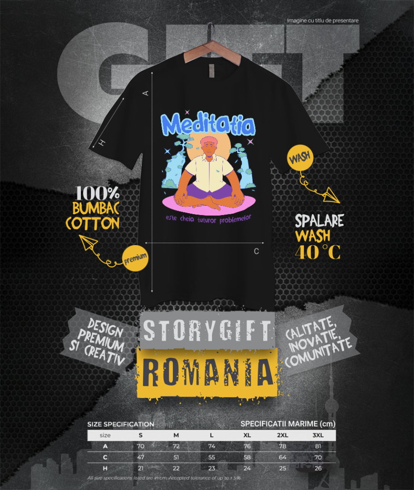 Tricou Femei, Barbati, Copii, Fata, Baiat, Unisex Personalizat Bărbat în Poziție de Yoga – Meditație, Relaxare și Echilibru [4]